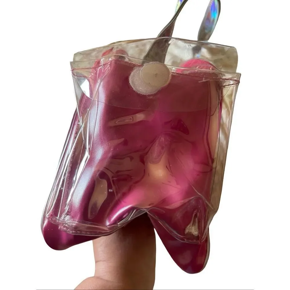 Mattel Clear Pink Multicolor Barbie Rainbow Clouds Plastic Tote Bag